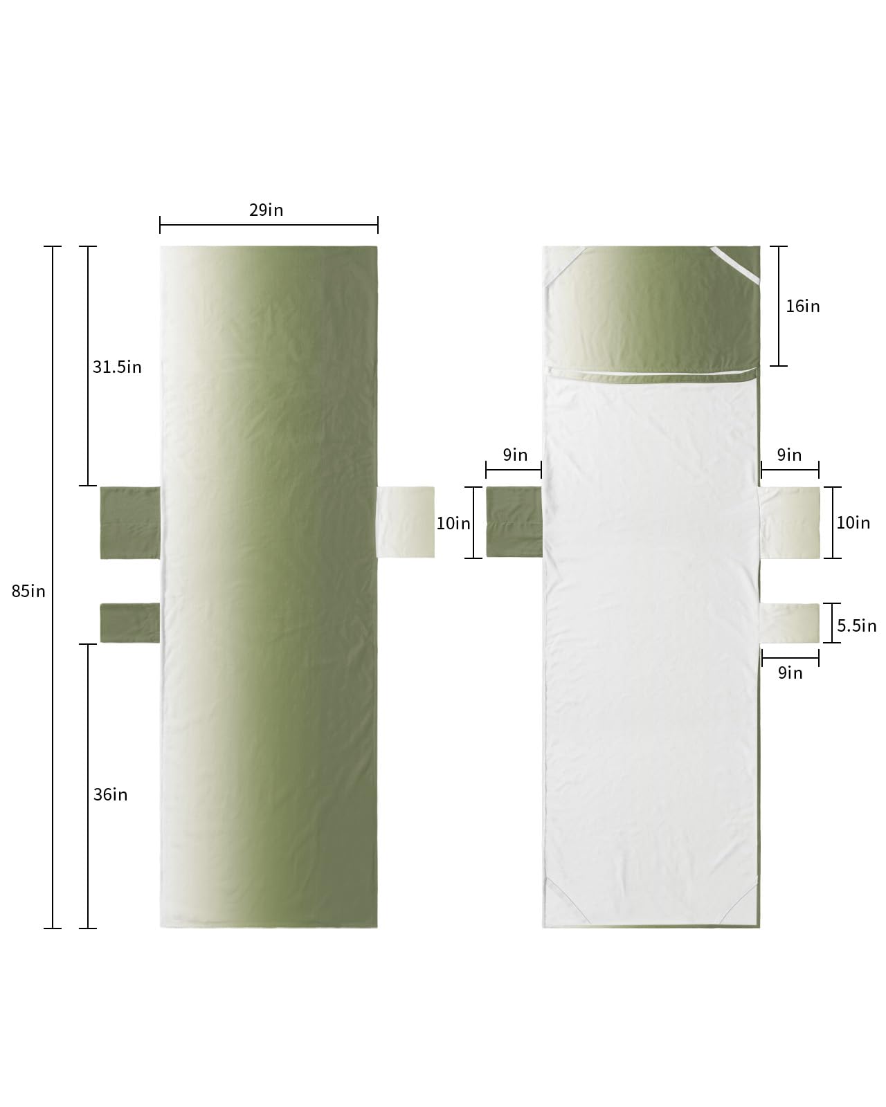 Sage Green Ombre Beach Lounge Chair Towel Cover, Soft Chaise Lounge Towel with Side Pockets Patio Pool Chairs Cover for Beach/Pool Sunbathing 29x85 Farmhouse Sage Green Ombre