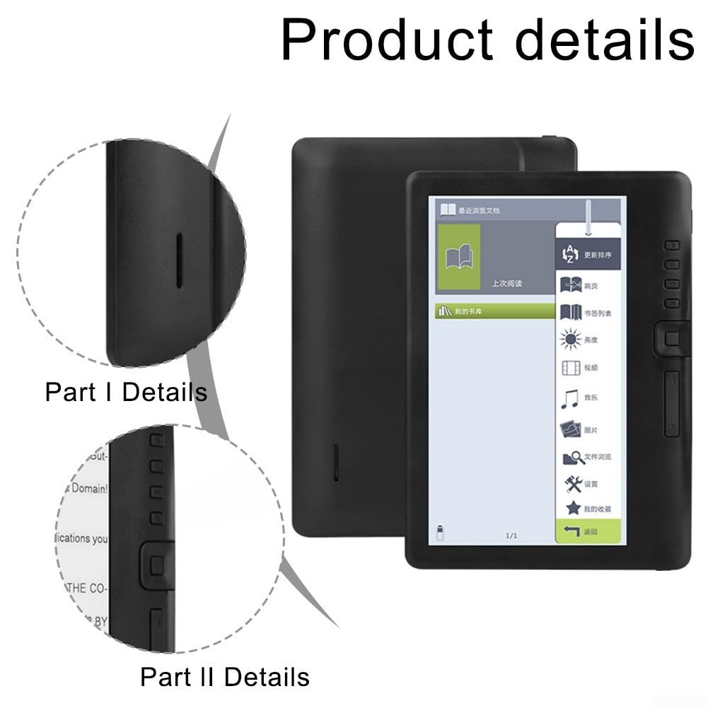 Lettore di ebook da 7 pollici con luce intelligente regolabile, e-reader portatile per supporto PDF EPUB, memoria espandibile fino a 128 GB, memoria espandibile fino a 128 GB, durata della batteria