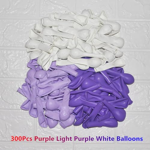 Image of 200 Pcs Purple and White Balloons 5 Inch Pastel Macaron Light Lavender Assorted Colors Latex Balloon for Girl Birthday Wedding Anniversary Baby Shower Princess Party Decoration