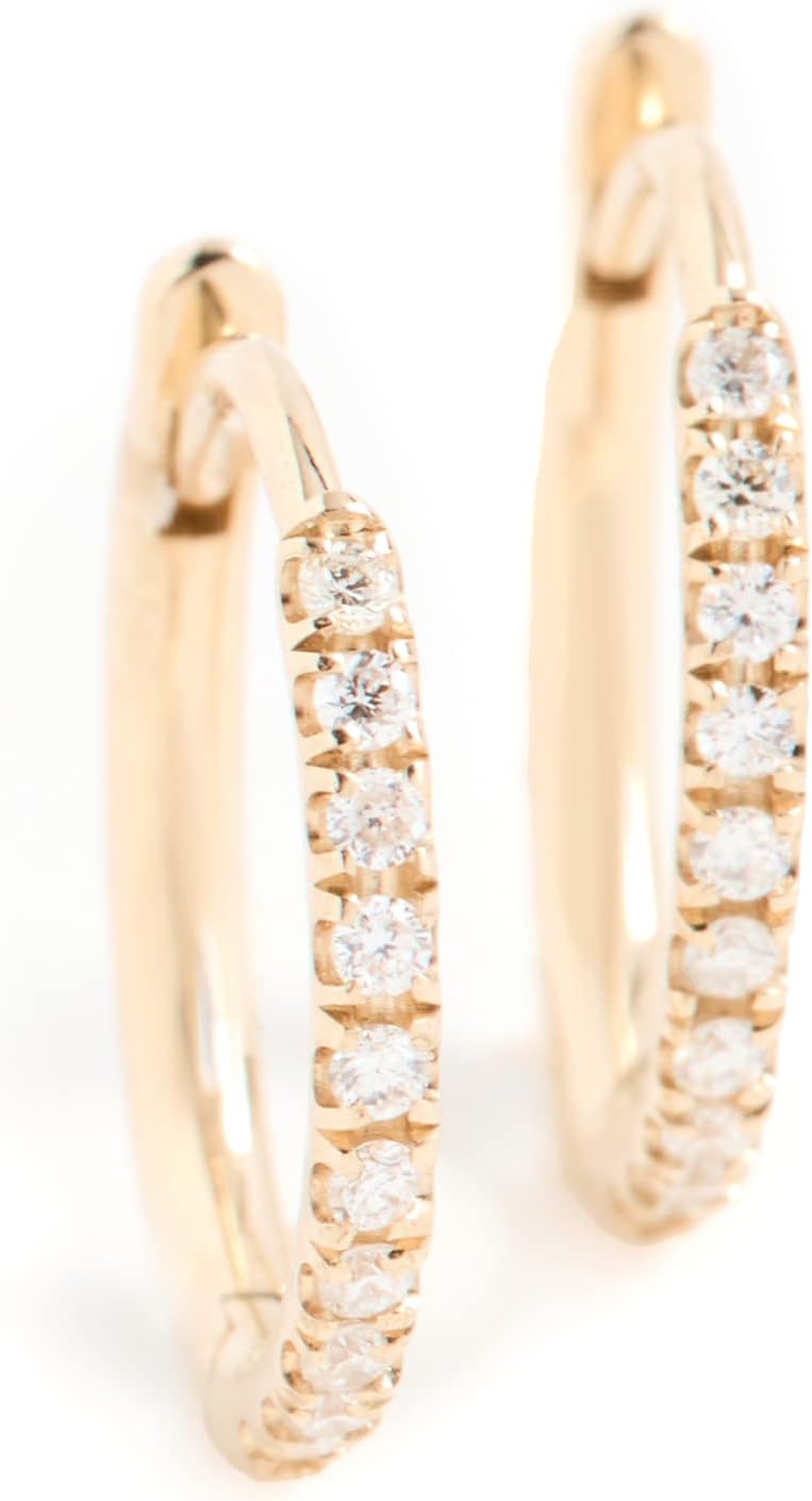 Zoe Chicco Women's 14k Medium Pave Diamond Hinge Huggie Hoops