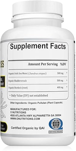 Miniatura 7 de O NUTRITIONS Superalimento orgánico de musgo marino hecho con musgo marino irlandés, raíz de bardana y vejiga - Suplemento alcalino crudo Seamoss