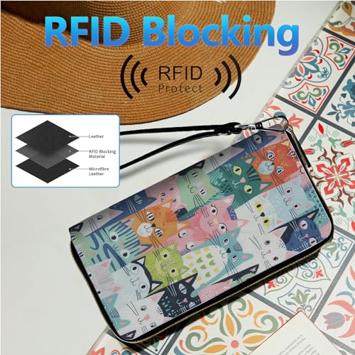 Image of Womens Wallet PU Leather Wristlet Wallets for Women, Large Capacity Lady Fashion Wallet Card Holder Zipper Wallet