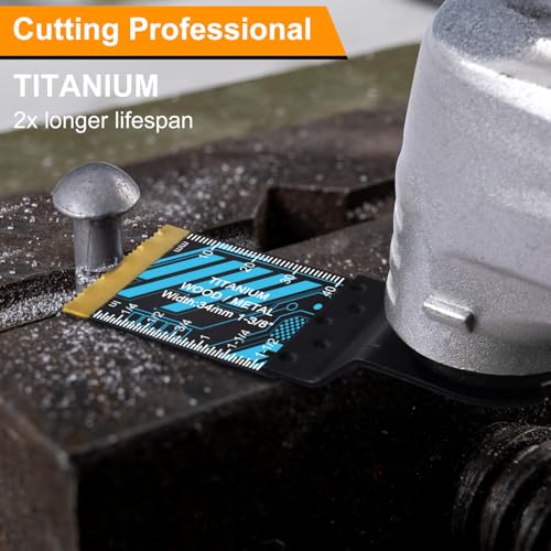 Image of Oscillating Saw Blades, PECHAM 45PCS Professional Universal Titanium Multitool Blades for Wood Plastics Metal Quick Release Multi Tool Kits Fit Rockwell Ridgid Ryobi Milwaukee Chicago Craftsman