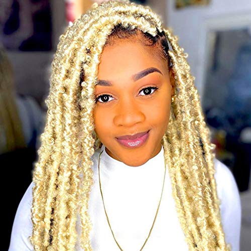 14 Inch Butterfly Locs Crochet Hair, 6 Packs Pre Looped Distressed Butterfly Locs Crochet Hair for Black Women, Curly Soft Locs Braiding Hair(14 Inch,6 Packs)