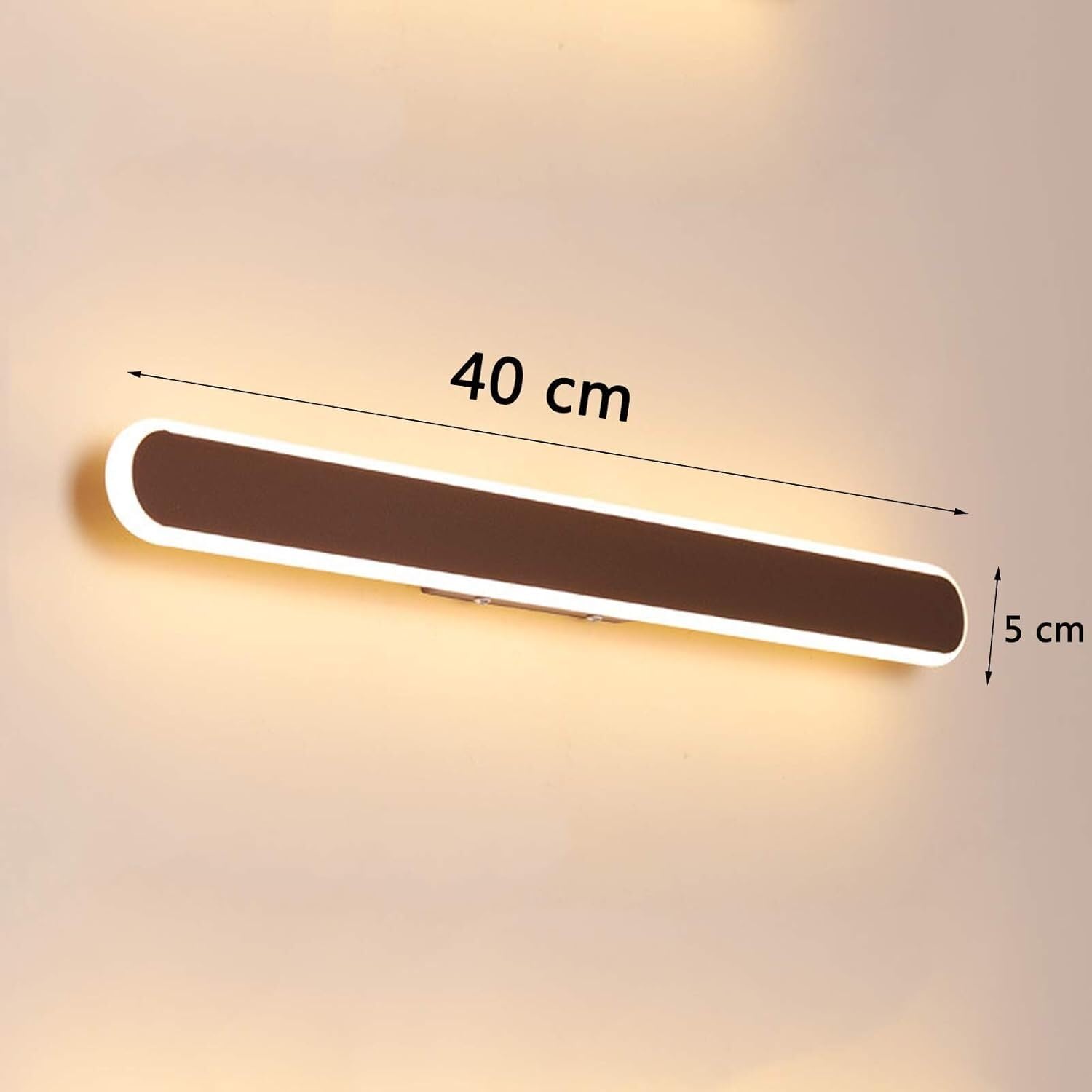 Lampa łazienkowa LED z lustrem, brązowa, nowoczesny styl, oświetlenie LED nad lustrem, 3 temperatury barwowe