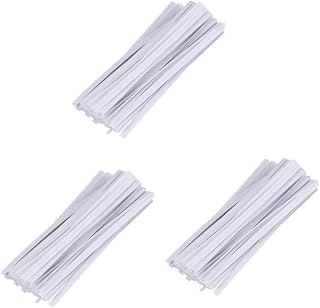 3paquetes Cinta De Papel Cubierta Alambre De Hierro para Embalaje para Sellado De Bolsas y Proyectos De Manualidades Color Blanco