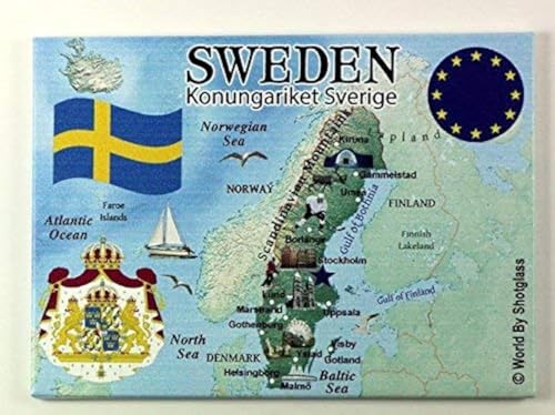 Imán para refrigerador Souvenir Serie EU Suecia 2.5 x 3.5 in miniatura 1