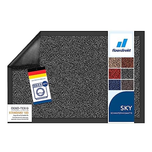 Floordirekt Schmutzfangmatte Rhine - waschbare & leistungsstarke Fußmatte - Sauberlaufmatte mit Rutschfester Rückseite - Türmatte für den Eingangsbereich (Anthrazit (meliert), 90 cm x 150 cm)