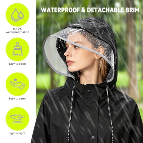 Image of PALAY Rain Ponchos for Men Women, Reusable PEVA Raincoats with Hood for Rain Ponchos for Camping, Hiking, Music Festival, Outdoor Activities