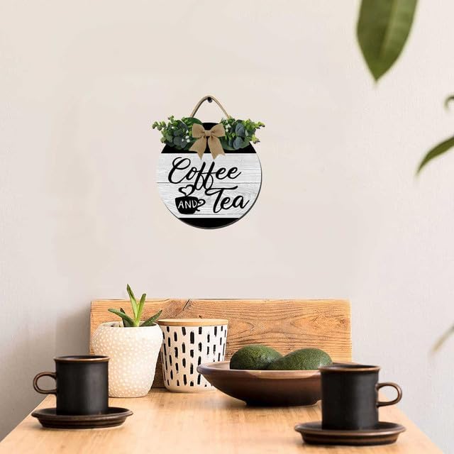 12x12 Inch Coffee & Tea Rustic Wall Art - Coffee Bar Accessories