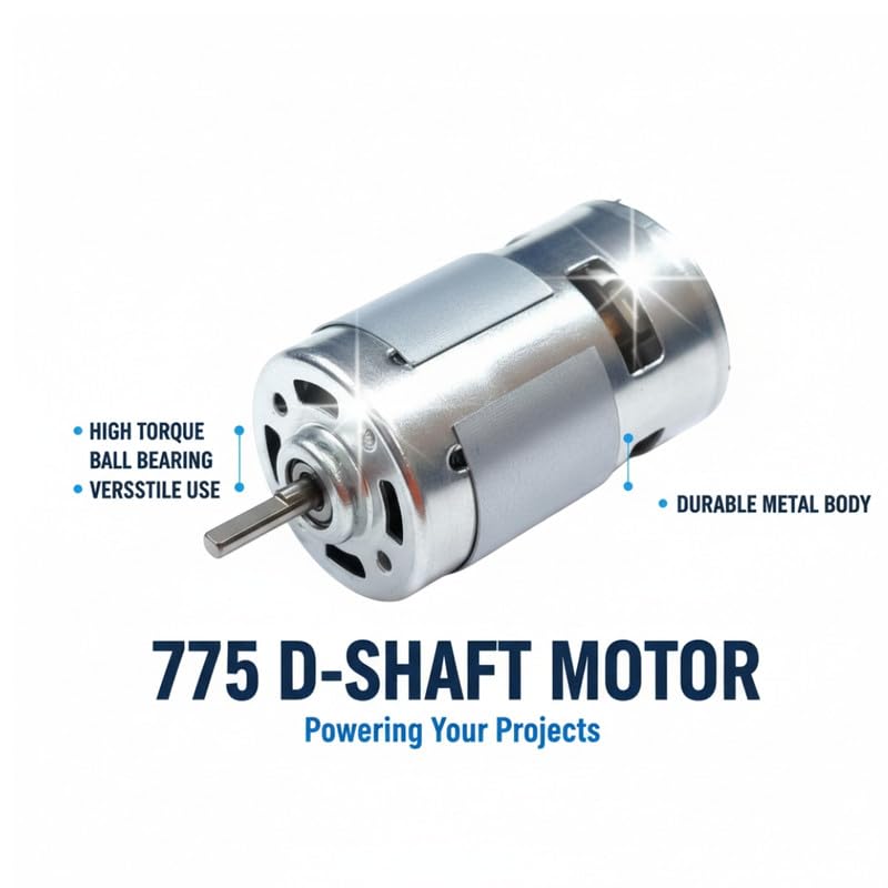 Image of ERH India 12V DC 775 D Cut Shaft Motor Ball Bearing High Speed 21000RPM Large Torque for Fan Cooler Mini Drill Machine Set DIY Electronic Projects Drill Chuck Water Pump Kit Dynamo