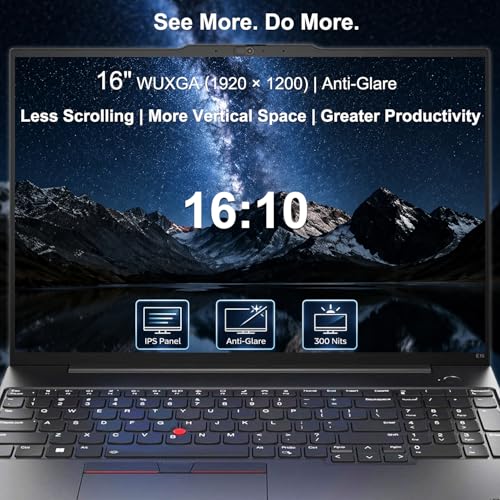 Image of Lenovo ThinkPad AI Laptop, 16 inch WUXGA IPS Display, 13th Gen Intel Core i5-1335U(>i7-1255U), 40GB RAM, 1TB SSD, Backlit KB, Fingerprint Reader, Ethernet Port, Win 11 Pro, MS 365 Web Access