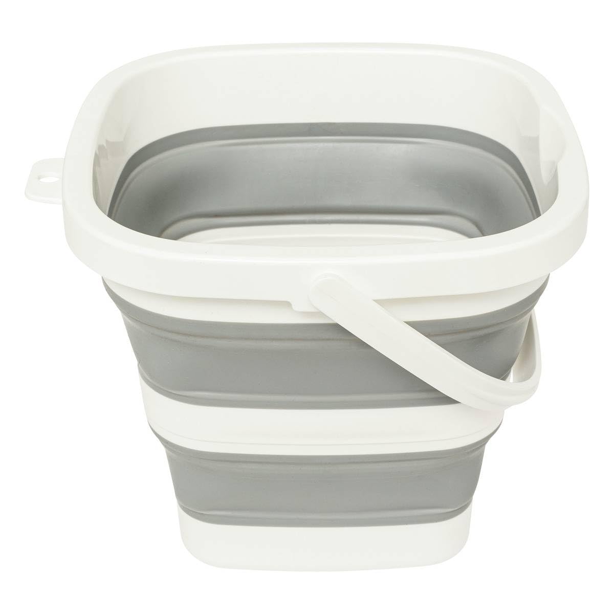 5five - Seau Pliable 5L - Compact et Pliable - Gain de Place - Nettoyage, Ménage, Buanderie - Gris et Blanc - 25x20x26,2 cm