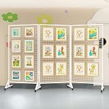 MIMIER ネットスタンド キャスター付 ホワイト 折り畳み式 3連 大型 幅180×奥行40×高さ160cm ワイヤーネット スタンド ディスプレイ 店舗用 陳列 絵展 家庭用 DIY 展示用 白