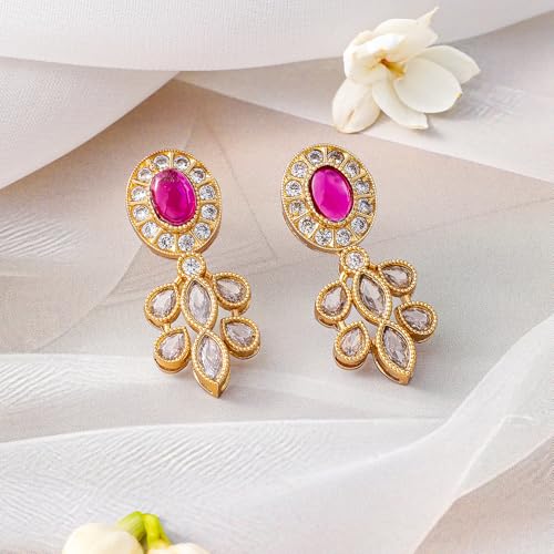 Image of Rubans Necklace Set American Diamond and Cubic Zirconia Ethnic Jewellery Gift for Women & Girls