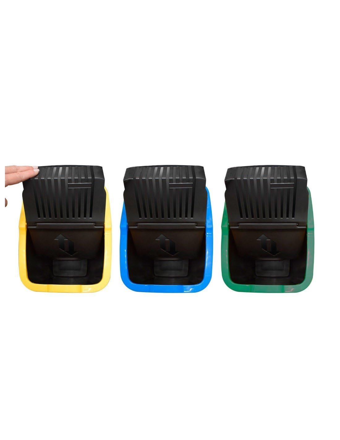 Jardin202 - Cubo Basura de Reciclaje Pack 3 Cubos de 18L y 25L con Tapa básculante de Plástico | Papelera para Reciclar | 18 L (Negro)