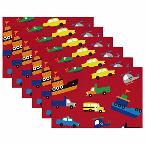 Set de table anti-rayure résistant chaud motif train lot de 6 - 6