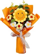 Crochet Flowers, Handmade Crochet Flowers, Artificial Flower Sunflower Knitted Flower Bouquet for Mother's Day, Birthday, Valentine's Day, Anniversary, Wedding Graduation Bouquet(Yellow)