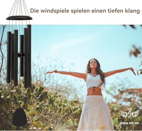 Windspiele FüR DraußEn HäNgend Windspiele - 6 RöHren Chimes FüR Garten, Balkon,Windspiel Garten -Gartendekoration Klangspiel(32 \Schwarz)