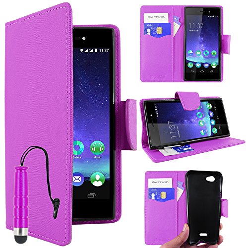 ebestStar - kompatibel mit Wiko Highway Star 4G Hülle Kunstleder Wallet Hülle Handyhülle [PU Leder], Kartenfächern, Standfunktion + Mini Stift, Lila [Phone: 141 x 71.4 x 6.6mm, 5.0'']