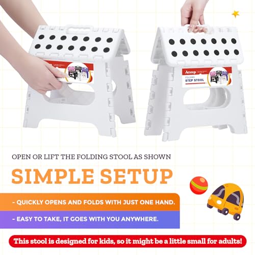 ACSTEP 7.5 Inch Folding Step Stool Foldable Stool Height Kids Step Stool, 176 lb Capacity Plastic Collapsible Stool, White Small Stepping Stools, Foot Stools Suitable for Kitchen - Thumbnail 7