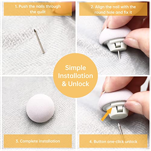 Duvet Cover Clips Set,16 Pcs Grey Double Sided Pin Fasteners With Plastic & Metal Pinion Pins,Duvet Cover Clips Fasteners For Fixed Quilt, Cushions, Curtains #TOP4