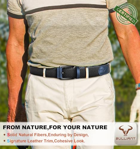 Image of BULLIANT Men Belt Rerversible Golf Belt Stretch Braided for Gift Men 1 3 /8 inch-2 In 1 Belt