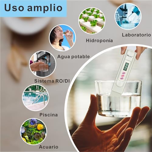 Miniatura 6 de Medidor De Tds Xlux Digital, Comprueba La Calidad Del Agua, Rango De Medición De 0 Ppm A 9990 Ppm, Resolución De 1 Ppm Y Precisión De Lectura De 2