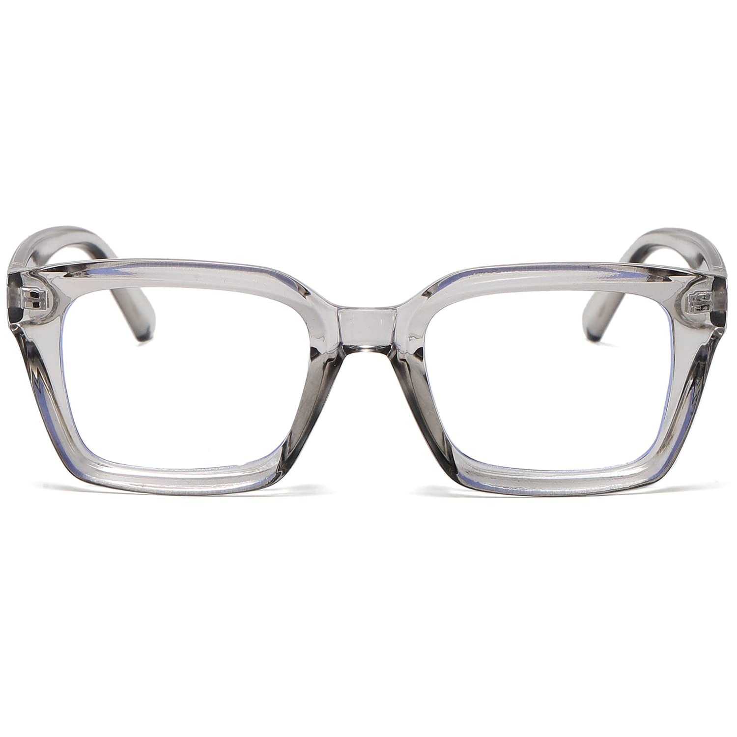 EYLRIM Classic Thick Square Frame Clear Lens Glasses for Women Men Non Prescription Eyeglasses(A91 Transparent Grey)