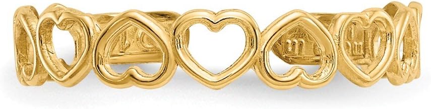 14K Yellow Gold Open Hearts Toe Ring