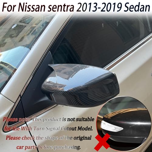 Image of Side Mirror Cover,for Nissan sentra 2013-2019, Carbon Fiber Side Rear Mirror Covers Body Kit Accessories for Cars(Without Turn Signal Cutout)