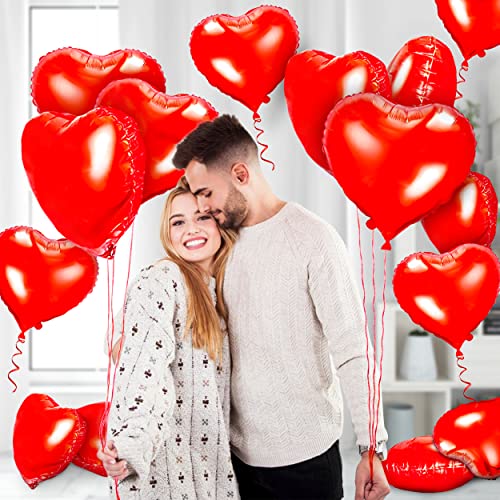 Red Heart Balloons- 50Pcs 18Inch Foil Heart Balloon, Valentine Day Balloons, Room Decorations Kit Party Props Decor Love Balloons Red Valentines Day Heart Balloons #TOP4