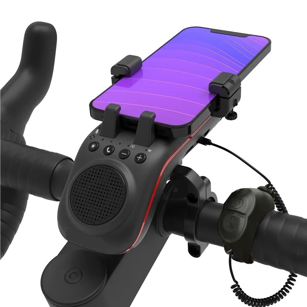 10 w 1 Lampa rowerowa 5000mAh Akumulatorowa lampa przednia Uchwyt na telefon rowerowy z głośnikiem Bluetooth Akcesoria do dzwonka rowerowego(Green)