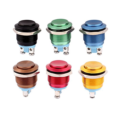 Aexit 6Pcs AC 220V Black Brown Blue Red SPST Momentary Push Button Switch (a9d2d2dd1aefd29a9a2c32e8b43aaba1)