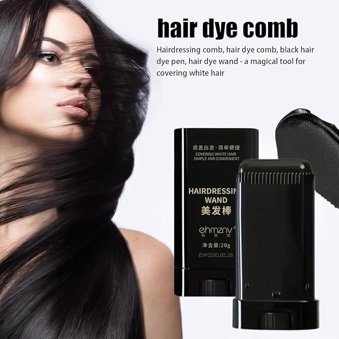 Image of New Hair Color Comb Stick for Men & Women - Waterproof & Sweat-Proof Grey Hair Coverage - Easy Application, Natural Color, Safe Formula - Instant Touch-Up for Fuller - BLACK, 20gm (Pack of 1)