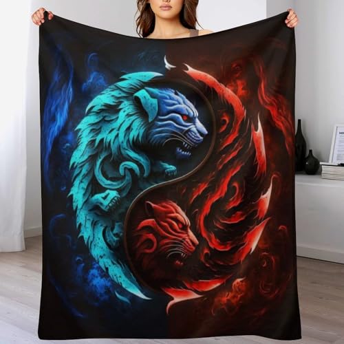 Couverture polaire tigre pour cocooning sur canapé et décoration salon chaleureuse