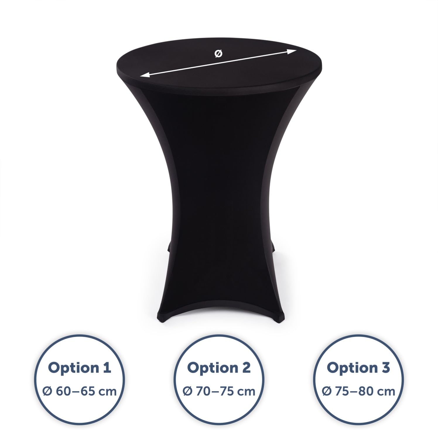 Blumtal Mantel de Mesa Redonda Ø 60-65 cm Set de 5 - Oeko-Tex Certificado - Elegantes Manteles de Mesa estirables - Funda Lavable en Lavadora Ideal para Catering o Cocteles - Mantel Negro