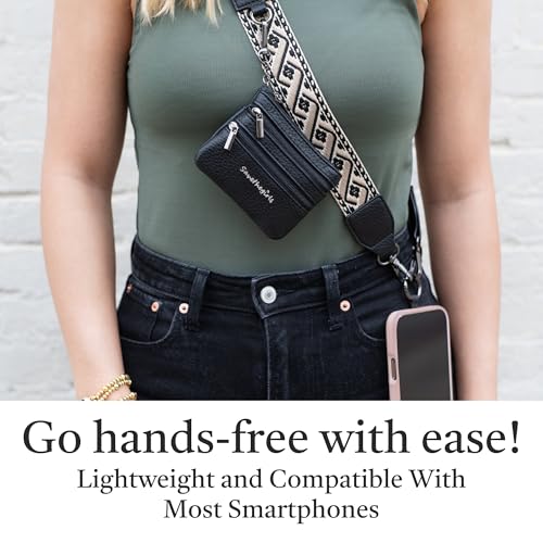 Image of Save the Girls Original Clip and Go Phone Strap Pattern (XOXO - Boysenberry) - Crossbody Phone Strap Chain with Zipper Wallet Pouch - Phone Lanyard Zippered