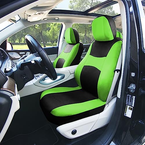 FH Group FB030GREEN115-SEAT Universal Fit Green Bucket Autositzbezüge und Bankbezug passend für die meisten Autos, SUVs und Lastwagen (kompletter Airbag kompatibel mit geteilter Bank)