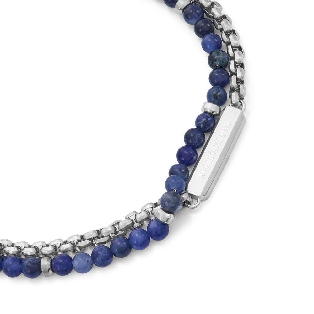 Emporio Armani Hombre Pulsera de acero inoxidable en tono plateado, EGS3323040