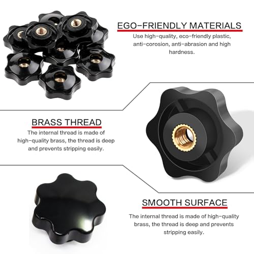 ElevaPulse 20 Stück Sterngriffmutter M8, Innengewinde Klemmknopf, Rändelmutter, M8 Flügelmutter, Sterngriffschraube M8, Rändelgriffmuttern für Mechanische, Industrie, Möbel, Elektronische Ausrüstung ﻿