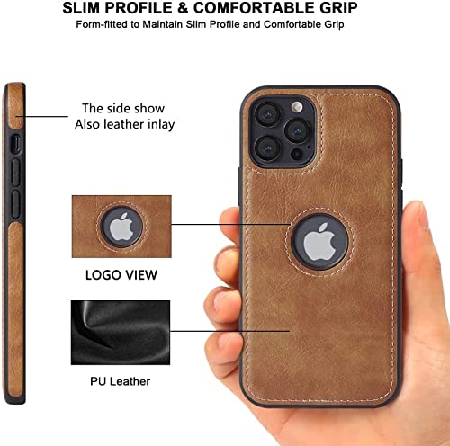 Image of MIDOS Back Cover Compatible with iPhone 13 Leather Case Flexible Slim Cover for iPhone 13 (Brown)
