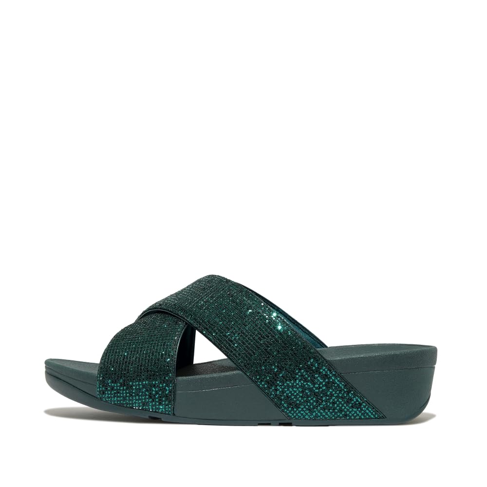 FitFlop womens Lulu Glitterball Cross Slides