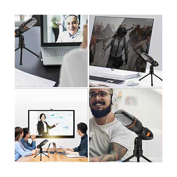 PC-Mikrofon, 3,5-mm-Klinkenstecker, Kondensatormikrofon mit Stativständer für Gaming, Singen, Podcast, Skype-Chats… – Bild 8