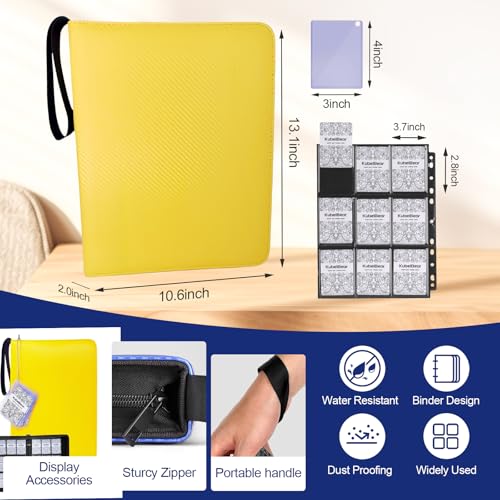 Image of Card Binder - 720 Capacity, Zippered Trading Card Holder for MTG, Sports & Collectible Cards - Acid-Free, Durable & Travel-Friendly Storage (Yellow, 9 Pocket)