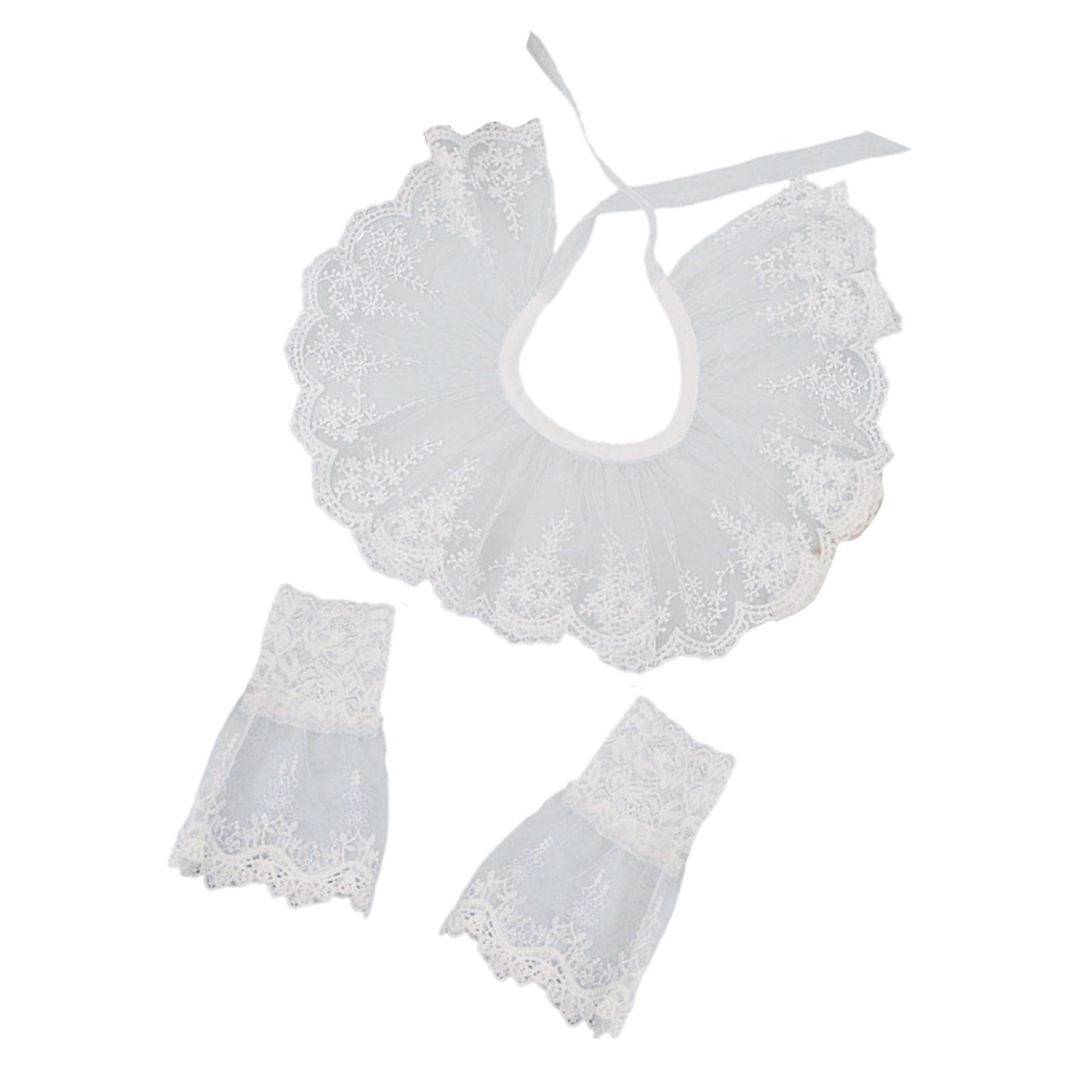 YUXITA Elegant French Trendy Detachable Lace Collar With Wrist Cuffs Ruffle For Women Daily Outfit And Occasion