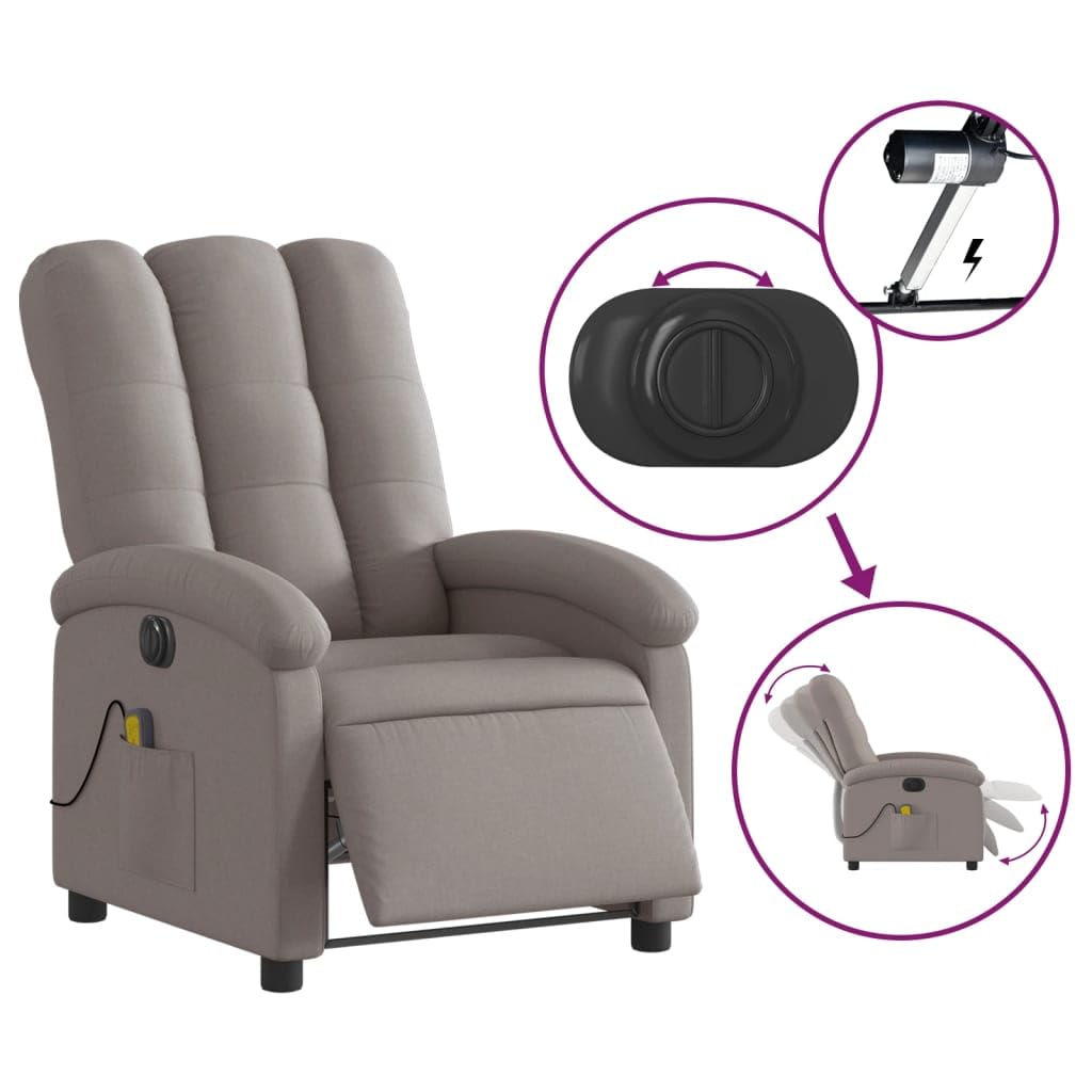 Sillón reclinable de Masaje eléctrico Tela Gris Taupe, Sillón De Relax, Sillon Masaje Relax, Sillon Relax Electrico, Hogar Sillon Relax, Sillones Comodos, Sofa Tantra - 3204088