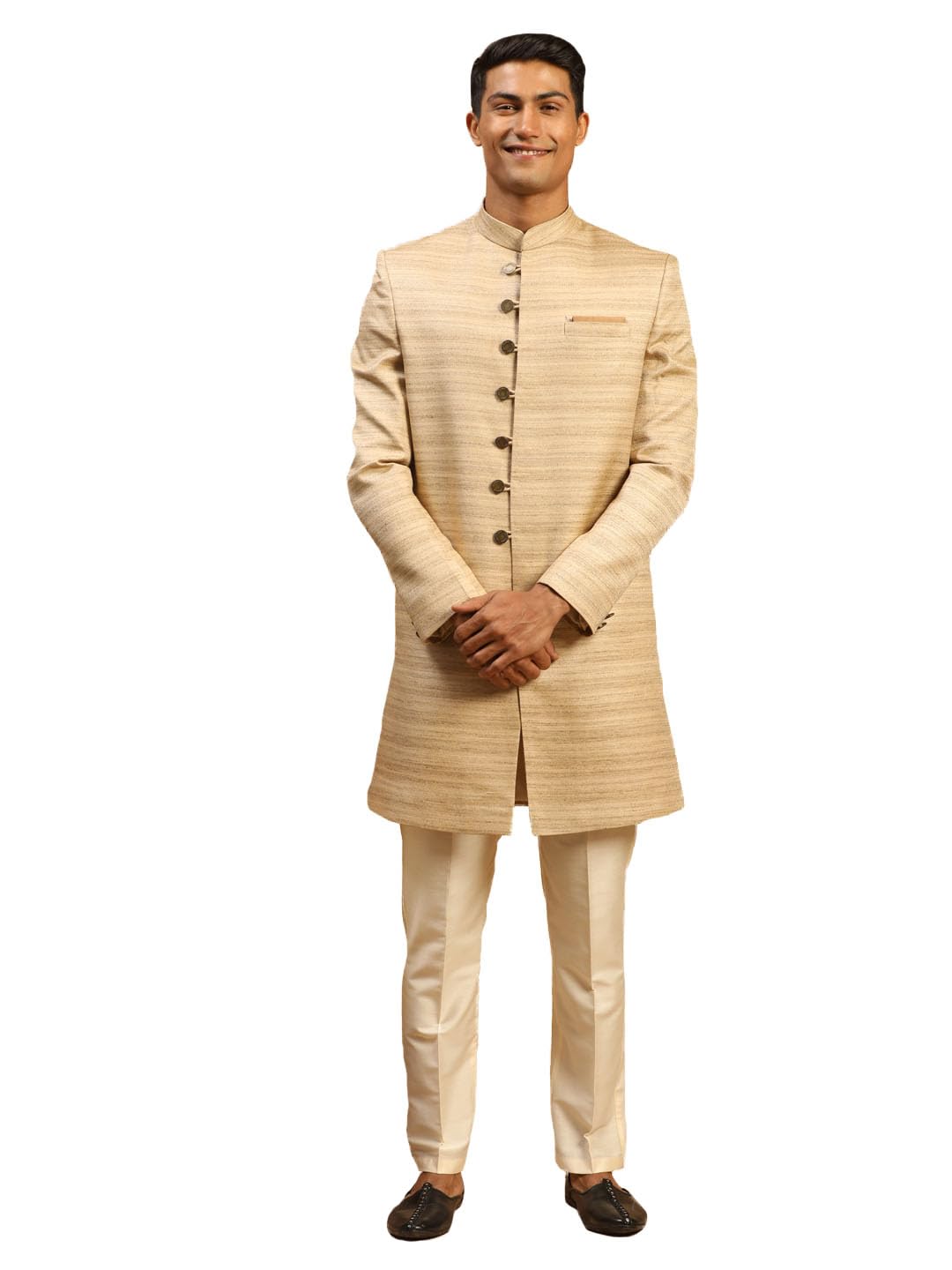 Men Silk Blend Casual Style Sherwani Set Imported Fabric Designer Indowestern and Pant style Pyjama