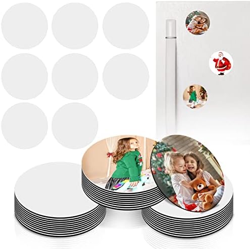 Sublimation Magnet Blanks, 30PCS Sublimation Blank Refrigerator Magnets - Personalized Fridge Magnet Sublimation Blanks Products for Kitchen Office Decorative, 5.5x5.5 cm (Round)