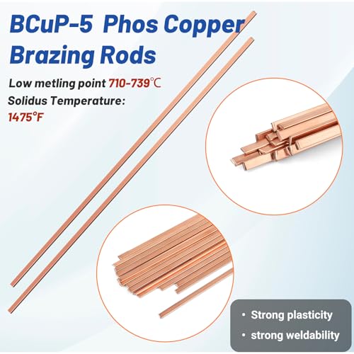 Image of 10 Sticks Brazing Rods BCuP-5 15% Silver Solder Copper Phosphor Alloys Welding Rods 0.050 inchx1 /8 inchx10 inchBrazing Rods for AC Refrigerators Pipe Gas